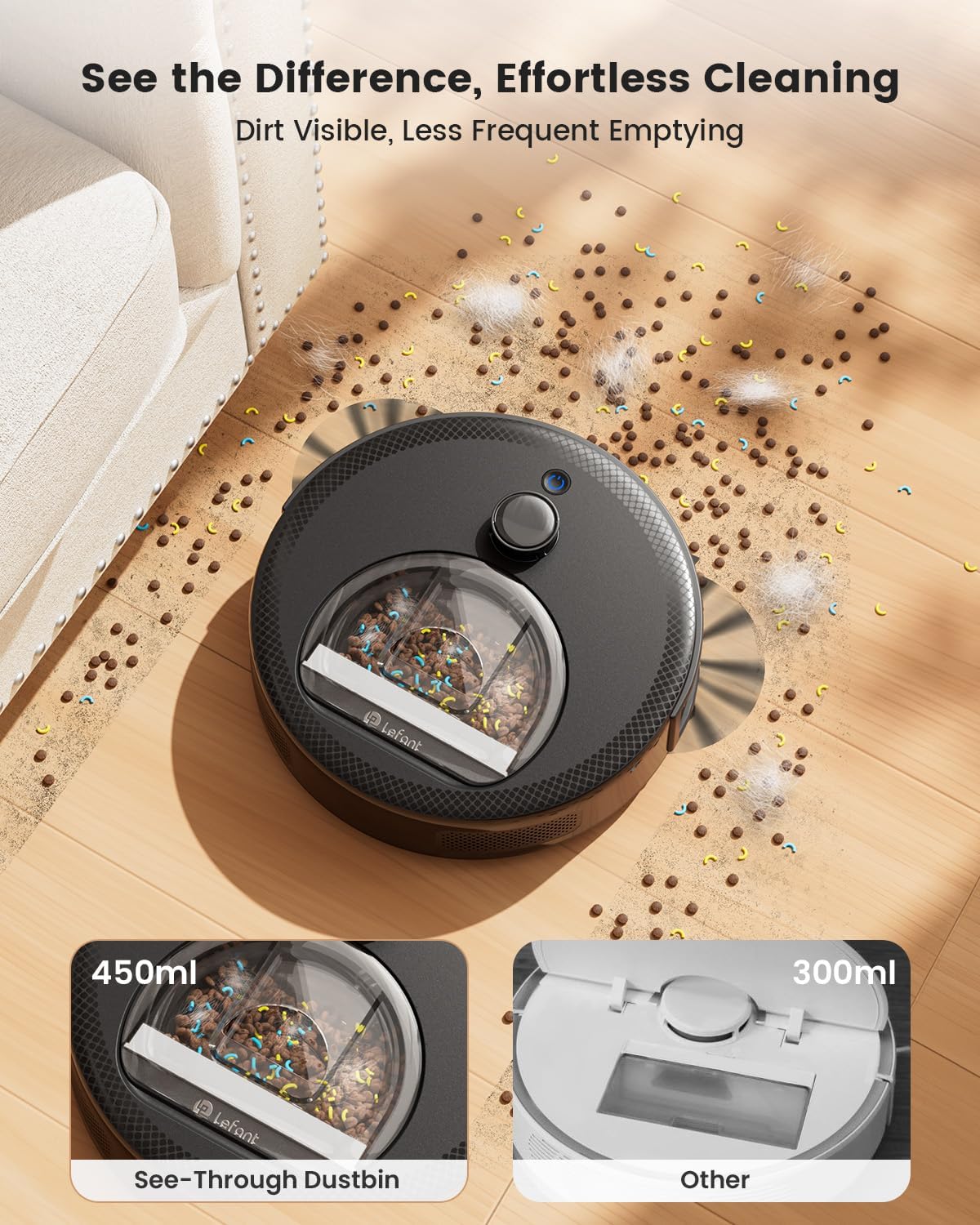 Lefant M330 Pro Robot Vacuum Cleaner For Home Mop For Floor 6000pa Long Battery Life